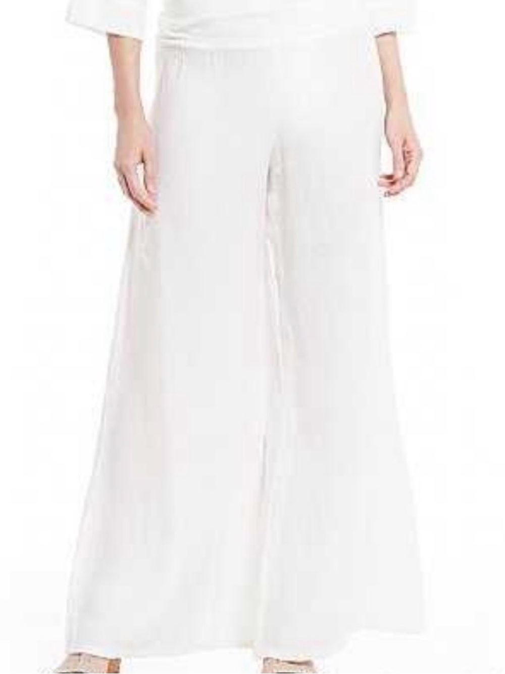 BRYN WALKER White Linen Wide Leg Pull On Pants M